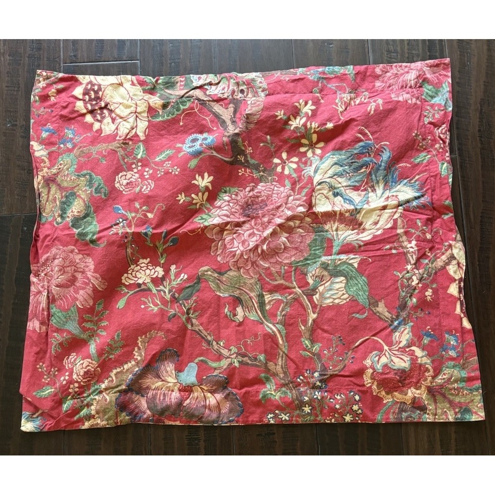 Pottery Barn Red Dahlia Floral Print Standard Pillow Sham 27" x 22"